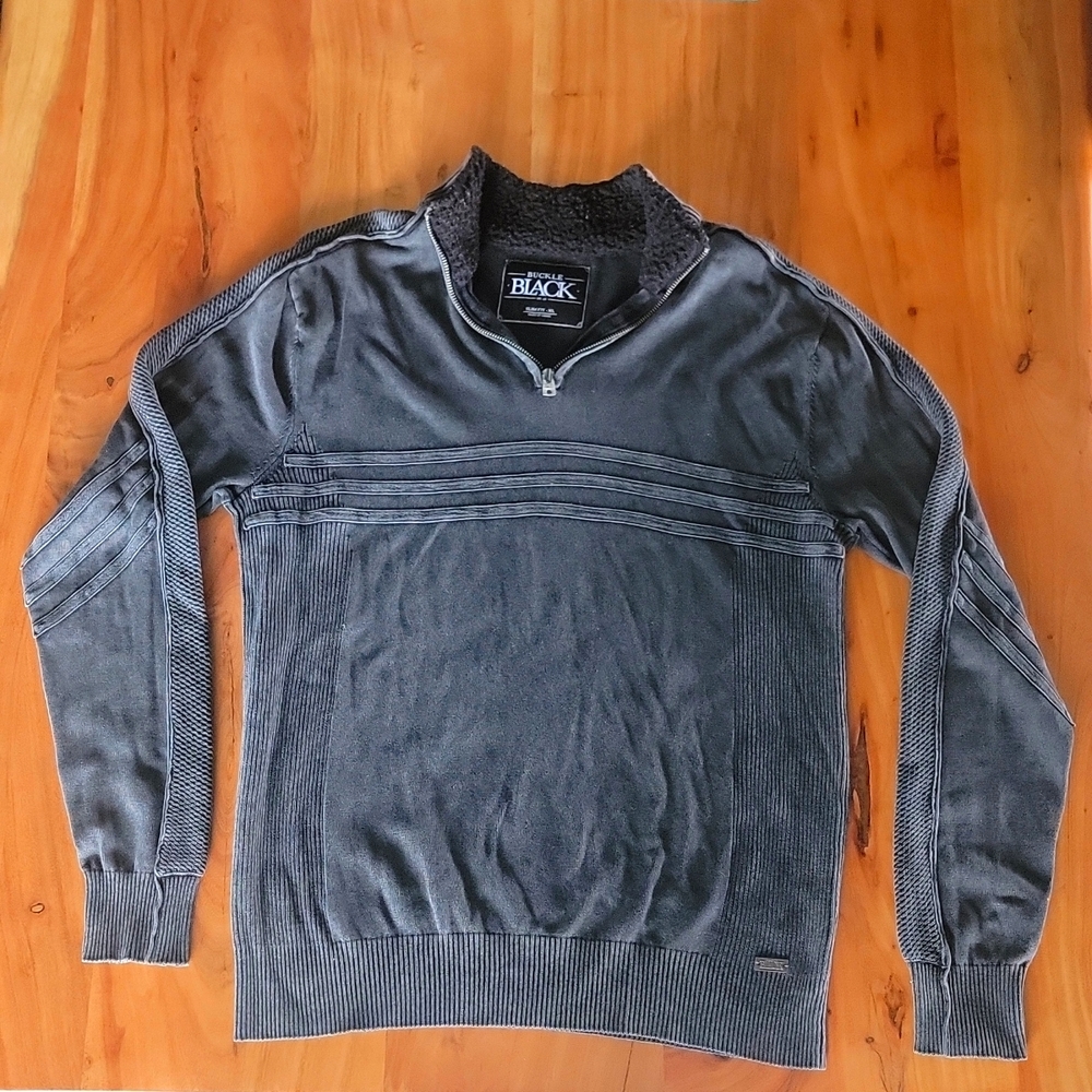 Buckle Black Slim Fit Quarter Zip Sweatshirt